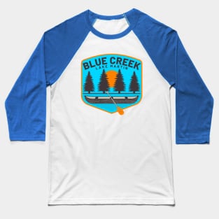 Blue Creek • Lake Martin Blue Background Baseball T-Shirt